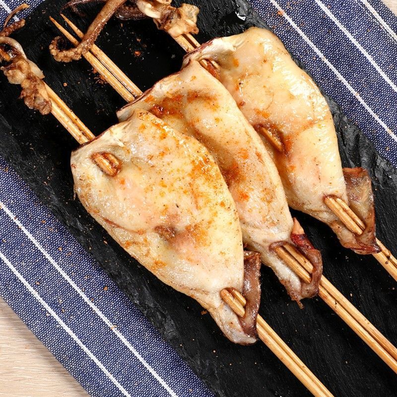 大鱿鱼整只冷冻20支 铁板烧烤鱿鱼小串爆头生鱿鱼冰冻半成品整条