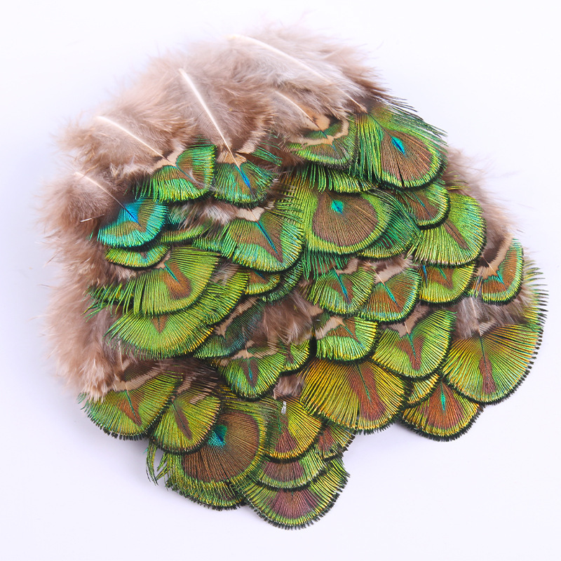 [Factory Direct Sales] Supply High Quality Peacock Gold Feather Loose Feather Natural Feather DIY Feather