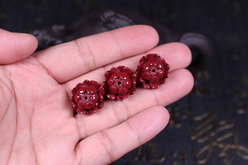 天然朱砂紫金砂帝王砂小莲花配件配饰本命年真朱砂才辟邪