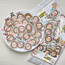 60枚可爱卡通猴子表情贴儿童文具水杯笔记本电脑平板防水手账贴纸
