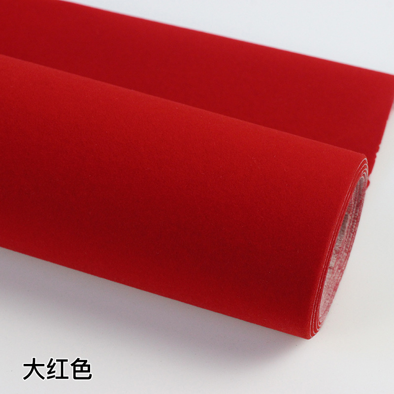 温州红色植绒自粘背胶植绒水刺无纺布大红色植绒春节剪纸植绒厂家