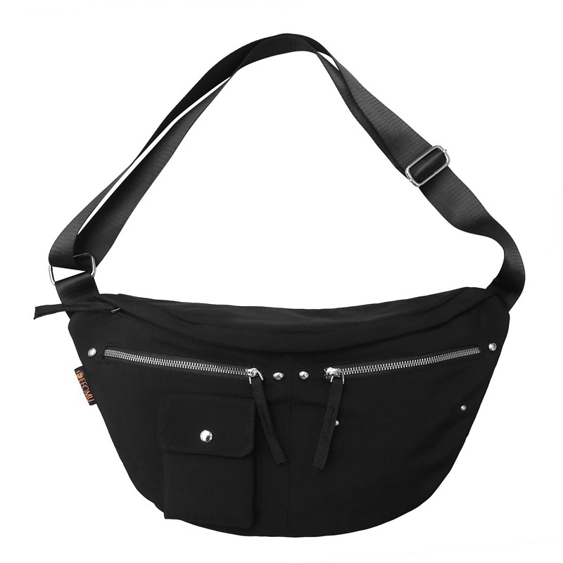 2023 New Niche Rivet Messenger Bag Student Large Capacity Shoulder Bag Casual Multi-Pocket Nylon Dumplings Chest Bag