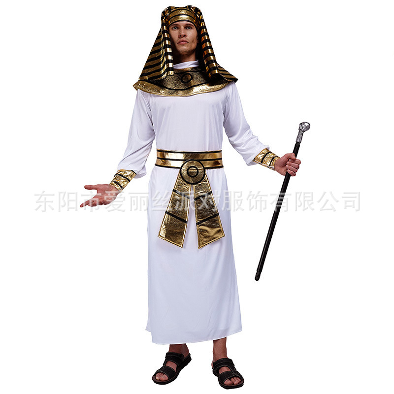埃及法老服装 古希腊中东阿拉伯长袍 白色埃及法老角色扮演服