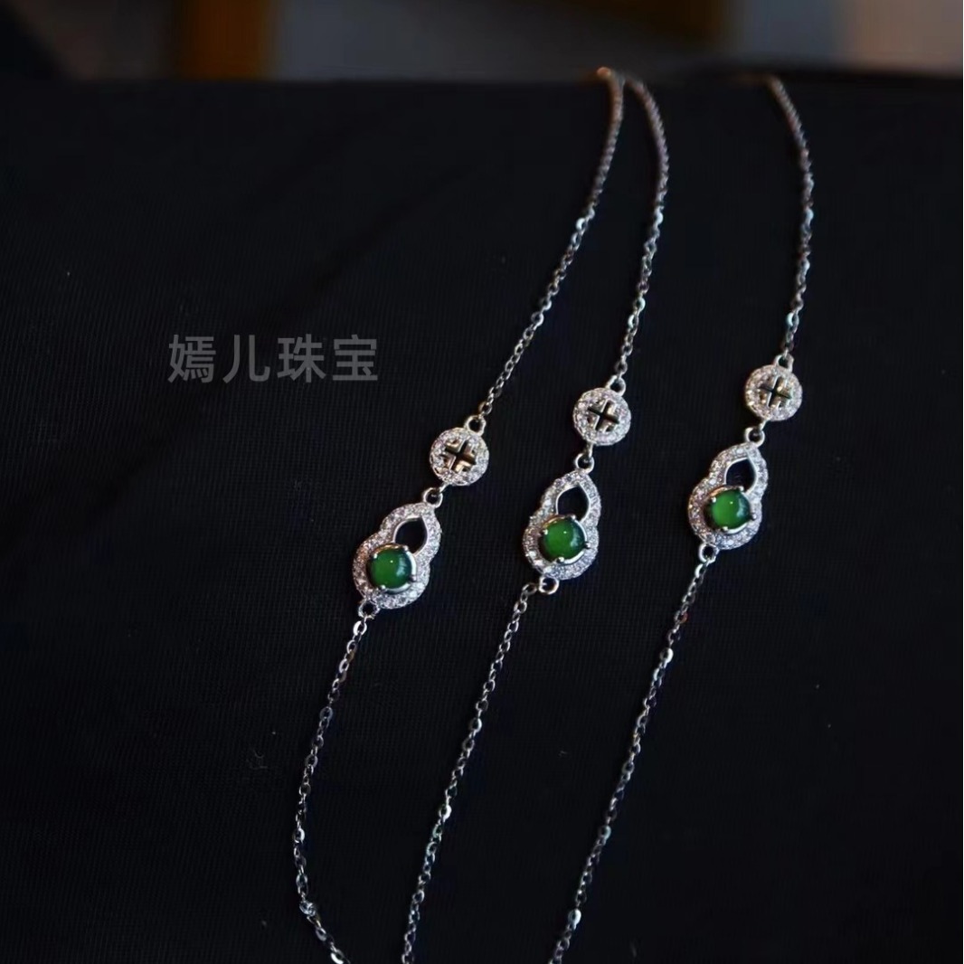 天然翡翠葫芦款银镶手链通体s925银镶嵌时尚气质轻奢高级感女式款