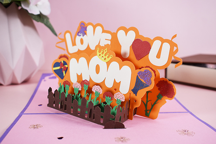 新款母亲节贺卡创意个性3d立体祝福卡片生日送妈妈lovemom