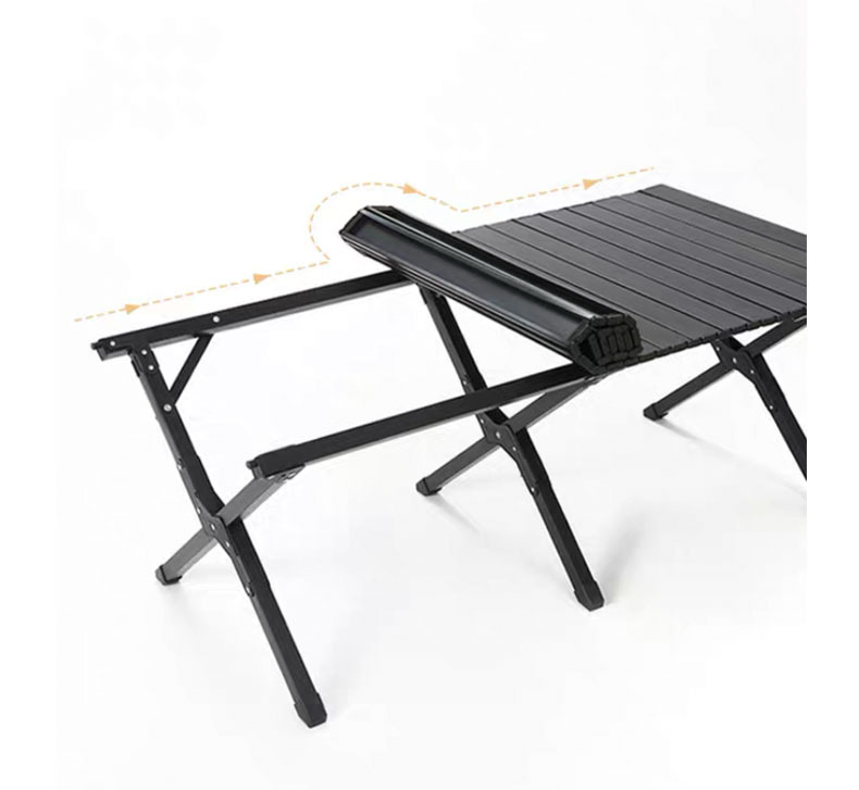 Wholesale Egg Roll Table Black Carbon Steel Camping Table and Chair Set Portable Folding Table Outdoor Stall Table round Picnic Table