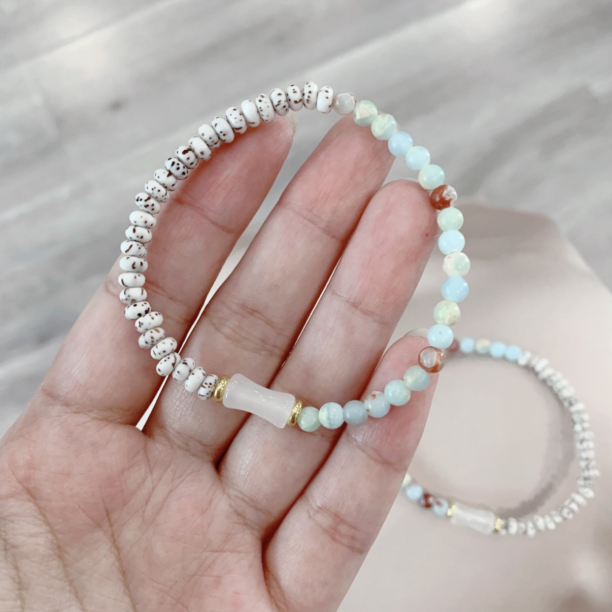 海南天然星月菩提正月高密顺白佛珠手链 精品星月男女通用款批发