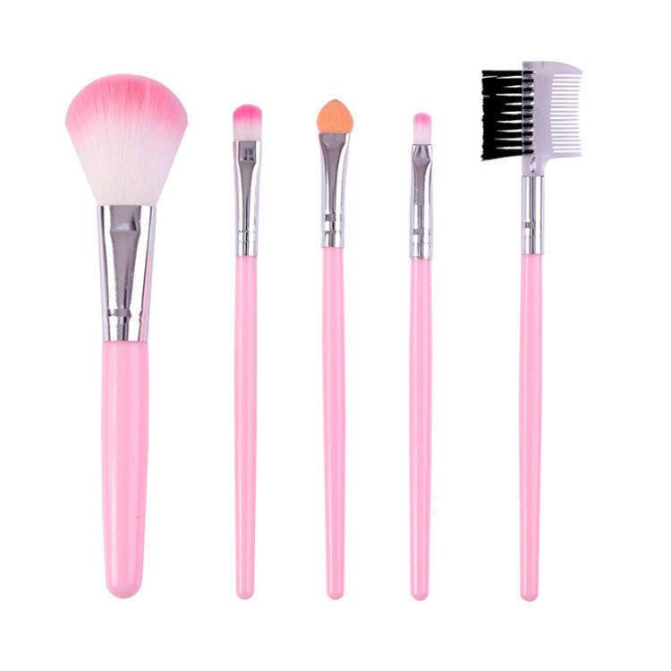 5 PCs Makeup Brushes Pink Suit Black Eye Shadow Brush Lip Brush Blush Brush Mascara Brush Cosmetic Brush Factory Direct Sales