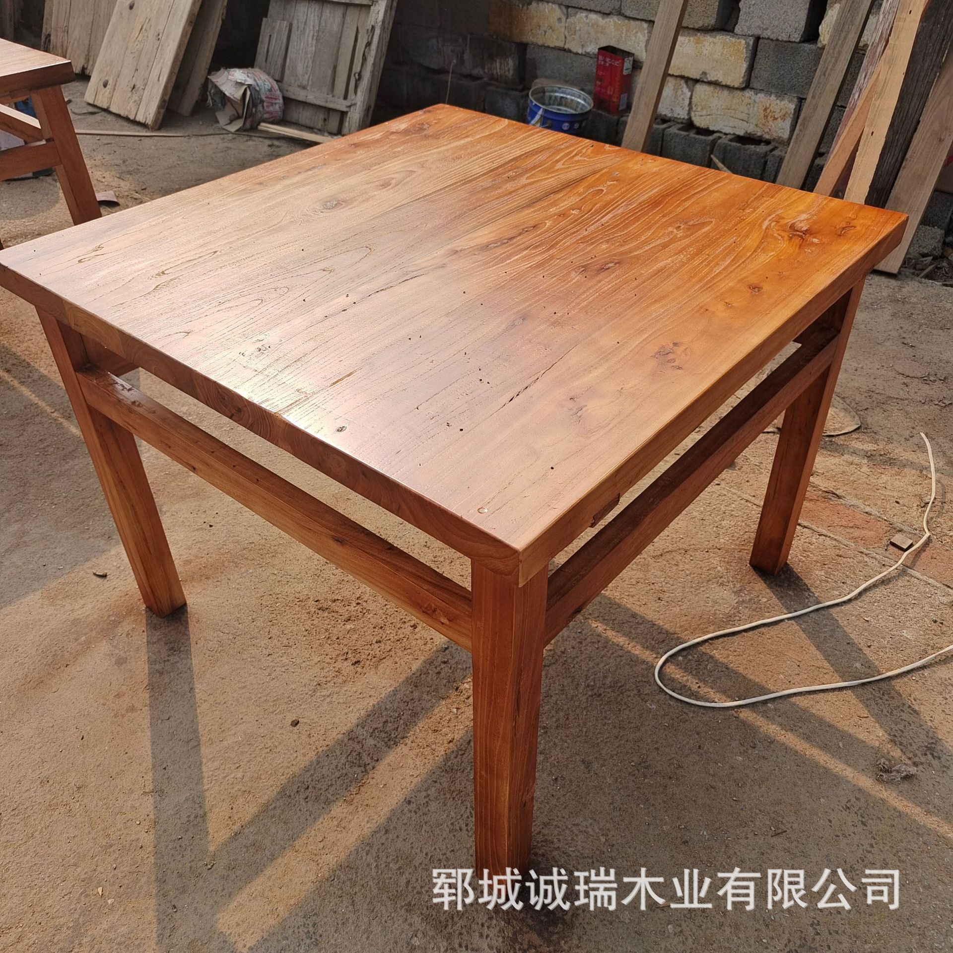 老榆木茶水桌旧木板工作台桌实木桌面窗台写字台隔板正方形餐桌椅