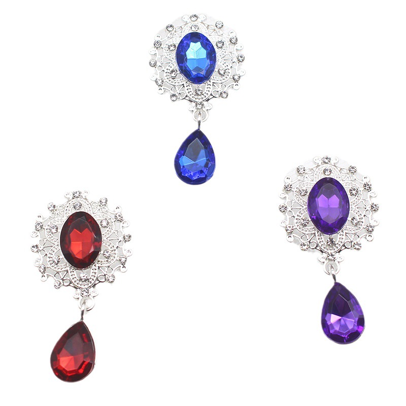 Cross-Border Hot Selling 45 * 25mm Alloy Crystal Brooch DIY Bow Accessories Clothing Handmade Finish Ornament Accessories