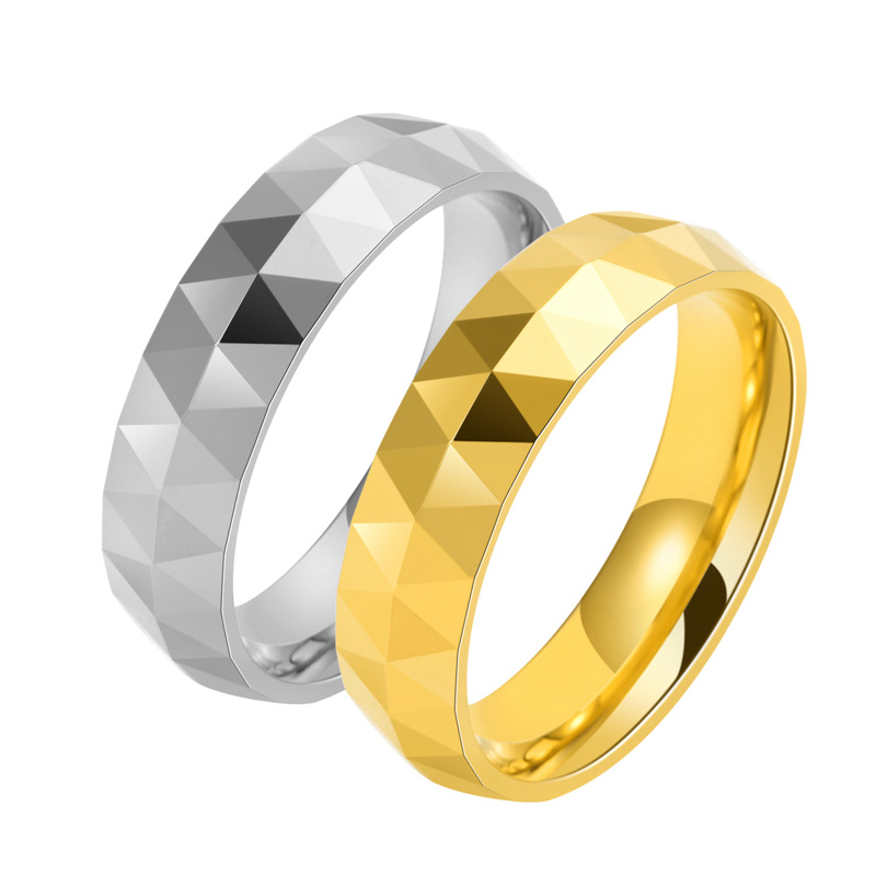 菱形男士钨钢戒指新款韩版个性钨金指环潮男金属菱面防刮饰品现货