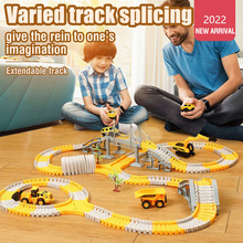 跨境玩具百变工程车轨道车电动玩具车益智拼装儿童玩具小火车批发