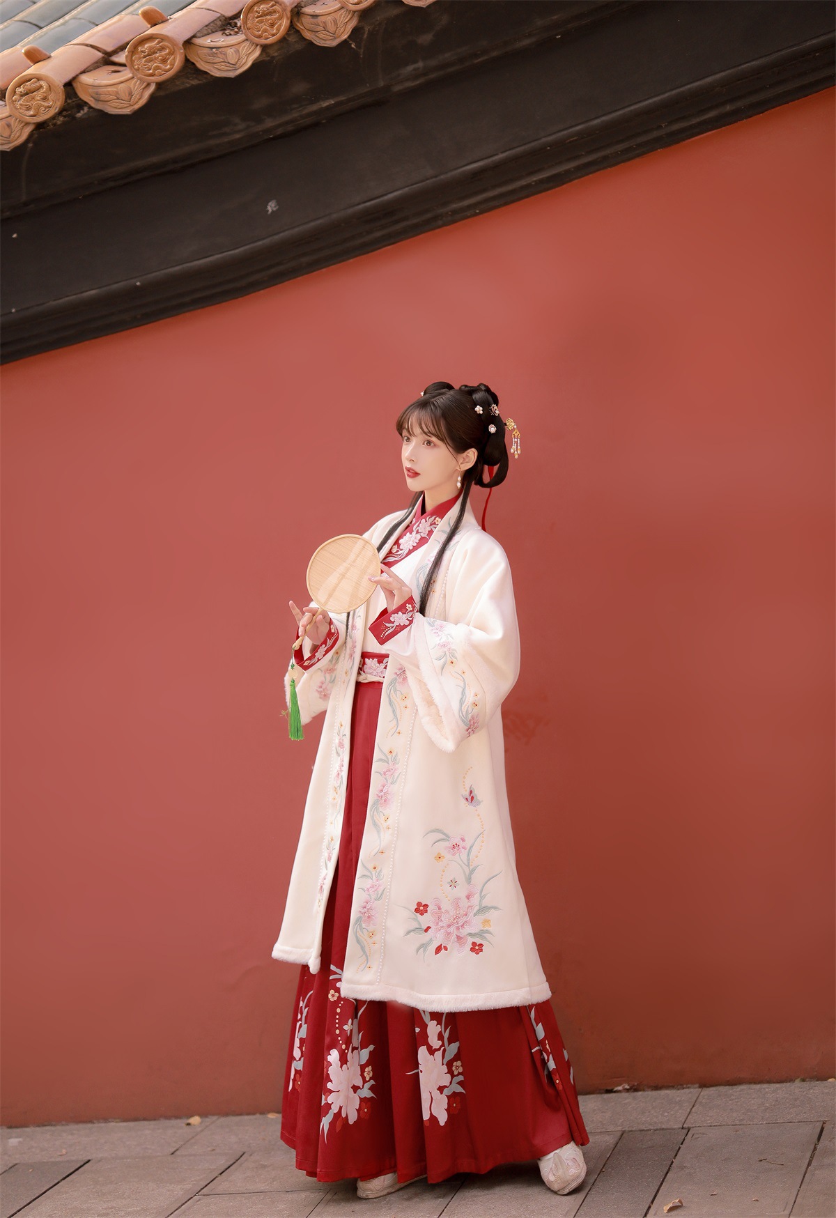 原创设计苏幕遮汉服刺绣直领对襟长衫披风长袄三件套8254