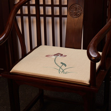 新中式红木实木沙发垫圈椅椅子坐垫餐椅茶椅垫绣花坐垫荷花