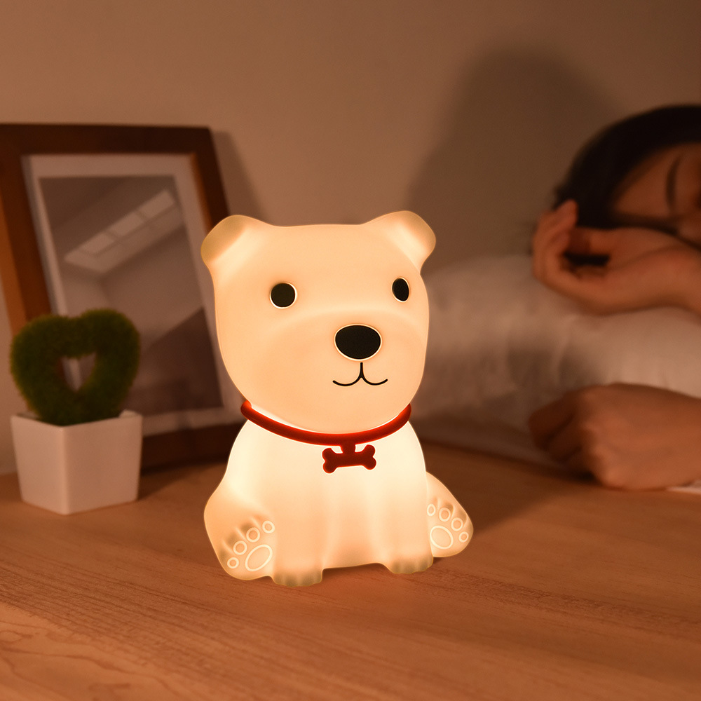 Small Adorable Dog Atmosphere Silicone Light Dog Cross-Border Colorful Gradient USB Charging Bedside Pat Eye Protection Small Night Lamp