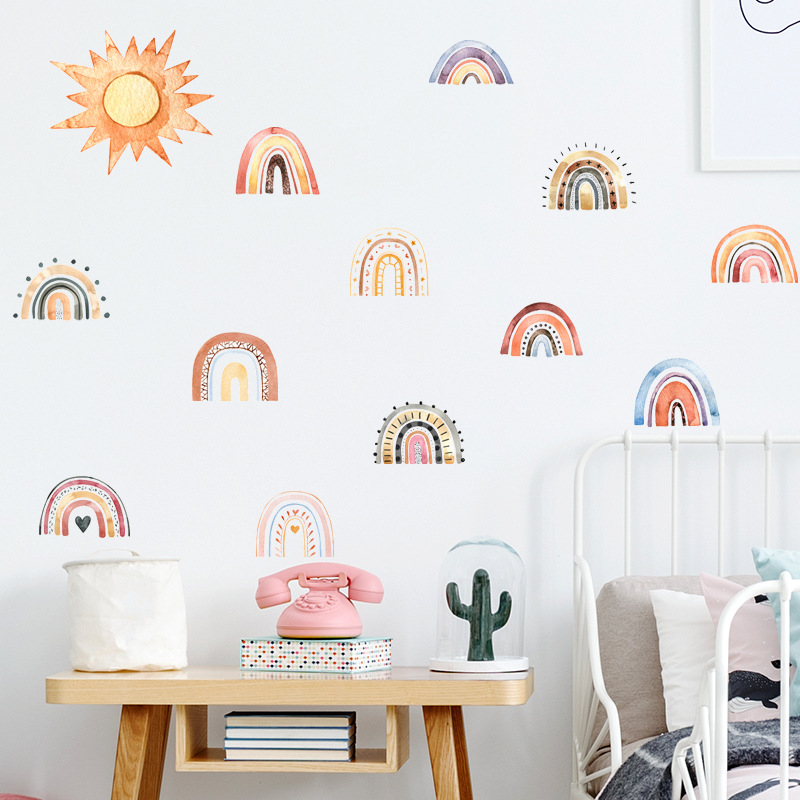 新fx-d281 卡通彩虹太阳儿童卧室玄关家居墙面美化装饰墙贴画自粘