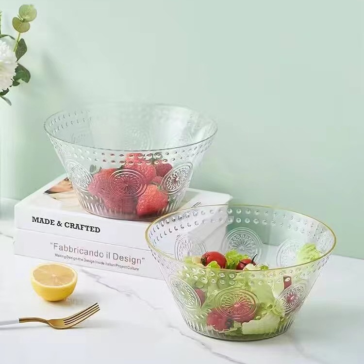Ins Pyrex Bowl Salad Bowl Household Transparent Fruit Bowl