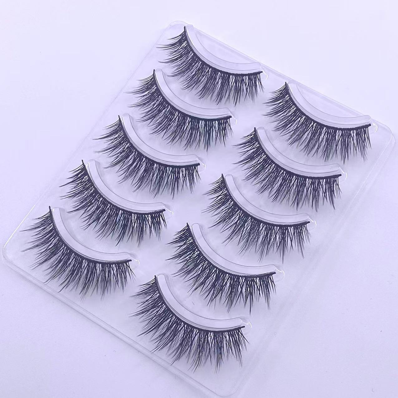 浓密自然卷翘大眼恶魔假睫毛棉线黑梗御姐主主播网红尖尾现货批发