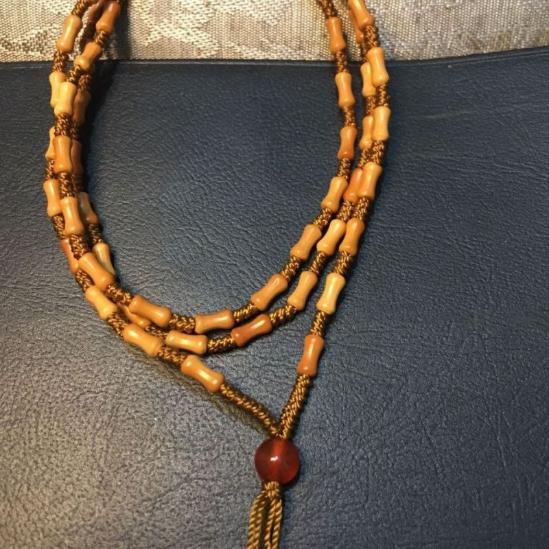 橄榄核竹节项链绳文玩手工编织金刚结核长串手链配饰脖挂包邮