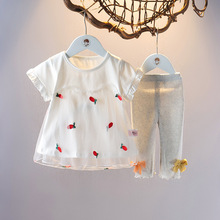 女童夏装棉套装新款婴儿短袖上衣0-4岁T恤女宝宝夏天衣服两件套