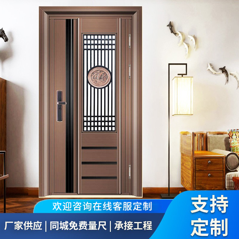 佛山新中式门不锈钢彩钢门韩式入户门别墅大门堂屋板门厂价批发