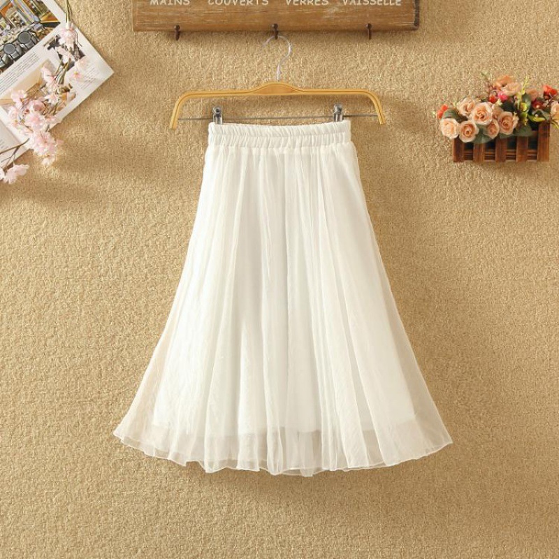 雪纺半身裙女夏2021新款高腰显瘦跳舞短裙大摆舞蹈裙子a字网纱裙