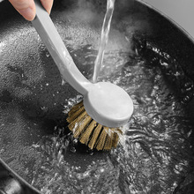 日本AISEN刷锅长柄黄铜丝锅刷子厨房家用洗锅刷清洁除垢油污