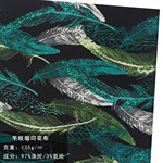 平纹缎 羽毛印花布 时装衬衫连衣裙头饰垂感柔软涤纶纺织面料4459