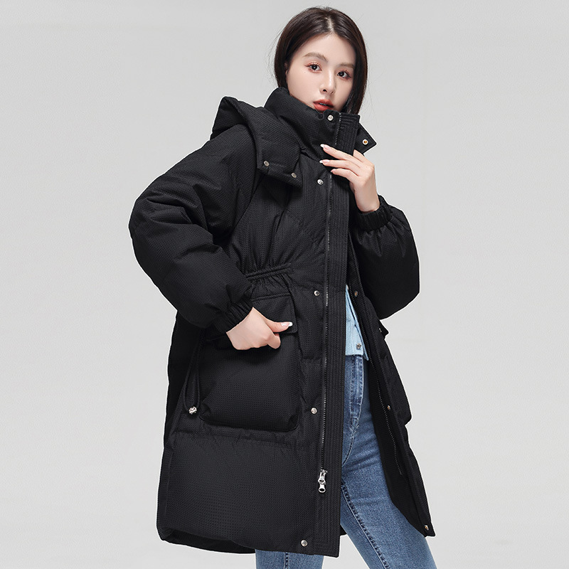 2023 Women's Clothing Winter Clothing New down Cotton Jacket Korean Style Fashion Waist-Controlled Thickened Small Mid-Length Cotton Clothing Women