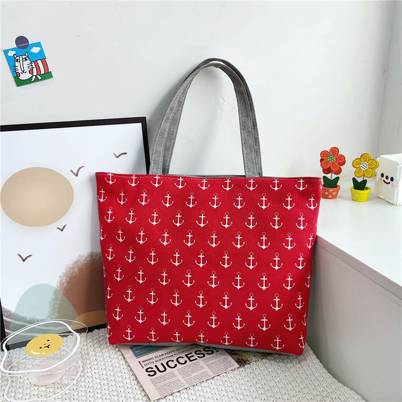 Cross-Border Artistic School Bag Shopping Bag Canvas Bag Large Capacity Women's Handbag Korean Style Fresh Shopping Bag