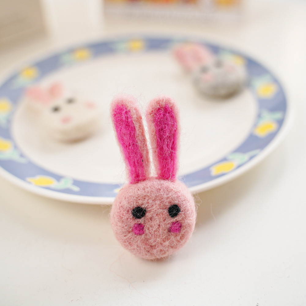 卡通羊毛毡兔子饰品配件手工兔胸针半成品辅料发饰配饰戳戳乐diy