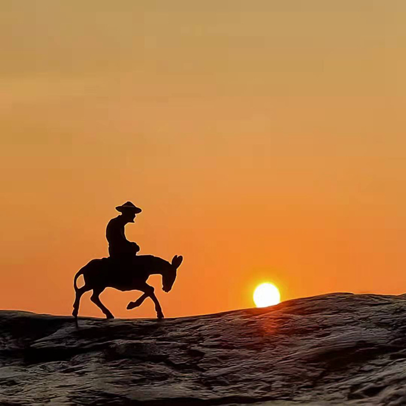 纯铜彩绘骑驴老者  盆景假山枯山水奇石微景观造景配饰配件小摆件