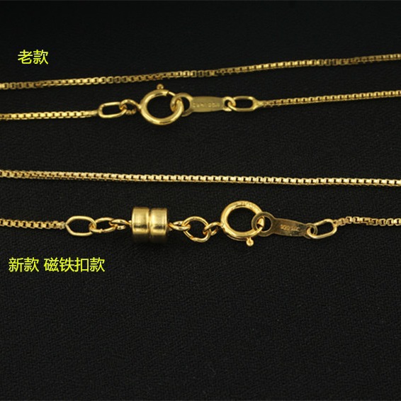DIY美国14K包金GF盒仔链磁铁扣盒子成品链锁骨链项链颈链