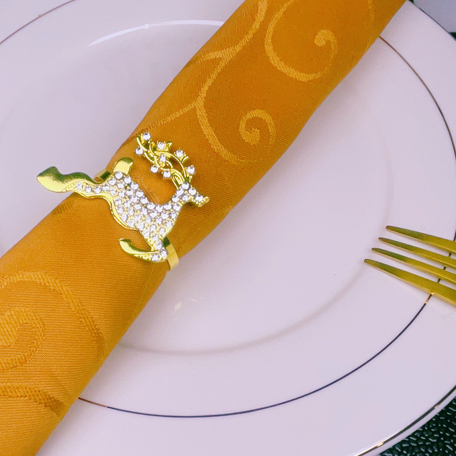 Cross-Border Napkin Ring Christmas Elk Diamond Napkin Ring Holiday Table Hotel Table Setting Napkin Ring Napkin Ring Wholesale