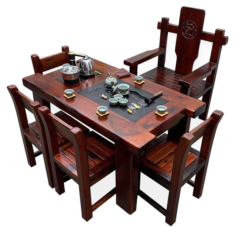 船木茶桌椅组合办公室实木茶台家用茶几一体一整套阳台相思木简约