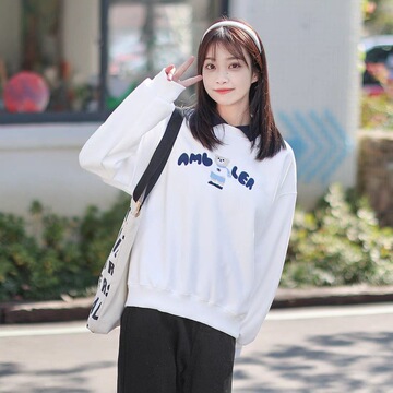 短款秋季卫衣女新款洋气时尚韩版宽松撞色拼接领百搭上衣恤-阿里巴巴