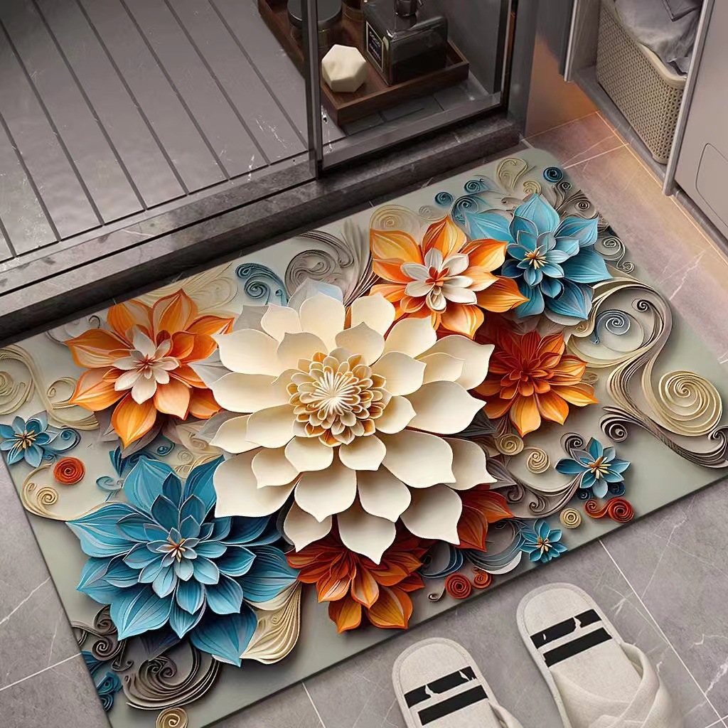 3d Oil Painting Diatom Ooze Absorbent Floor Mat Non-Slip Floor Mat Bathroom Door Quick-Drying Bathroom Carpet Bathroom Step Mat