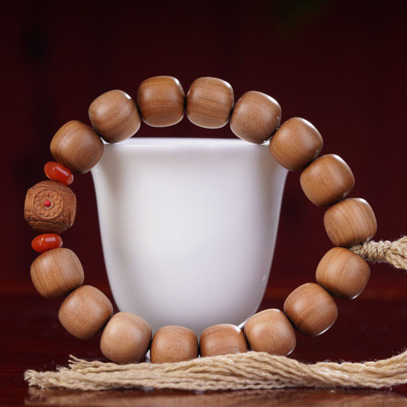 印度迈索尔正区老山檀香手串手链佛珠木质文玩男女盘玩老型珠桶珠