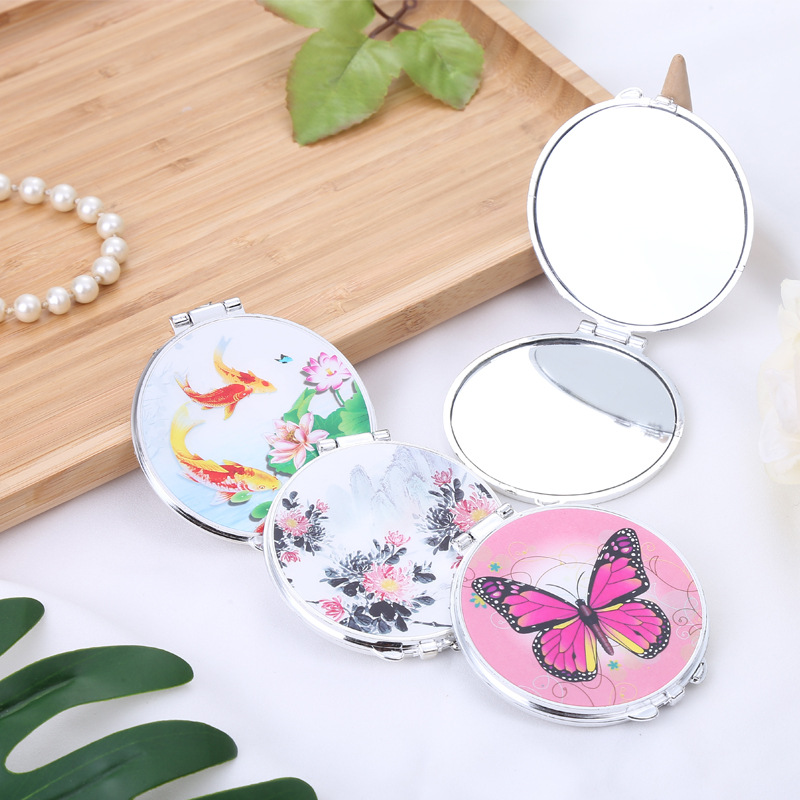 Factory Customized Cartoon Folding Mini Girl Makeup Mirror Carry Pocket Mirror Creative Small Circular Mirror