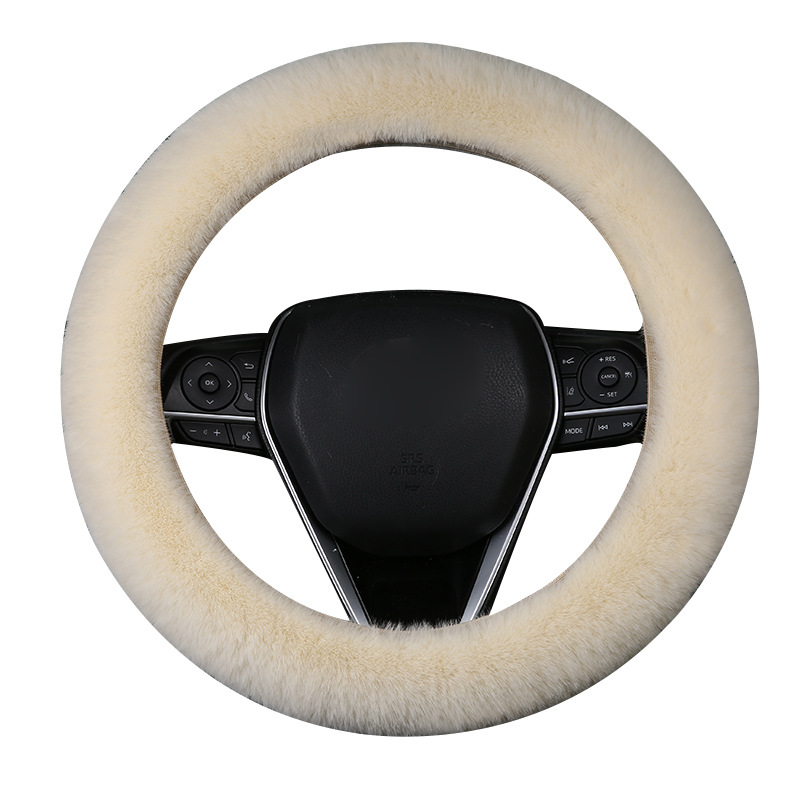 New Cross-Border Plush Steering Wheel Cover Imitation Rabbit Fur Car Steering Wheel Cover Elastic Cross-Border Handbrake Sleeve Gear Cover Three-Piece Set