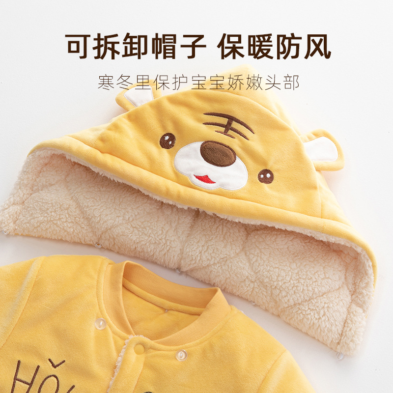 Newborn Baby Jumpsuit Autumn and Winter Suit Thickened Baby Quilted Rompers Romper out Cotton-Padded Clothes Warm with Velvet