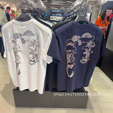 evisu 福神新款韩版男女同款情侣款 标志标语印花短袖t恤