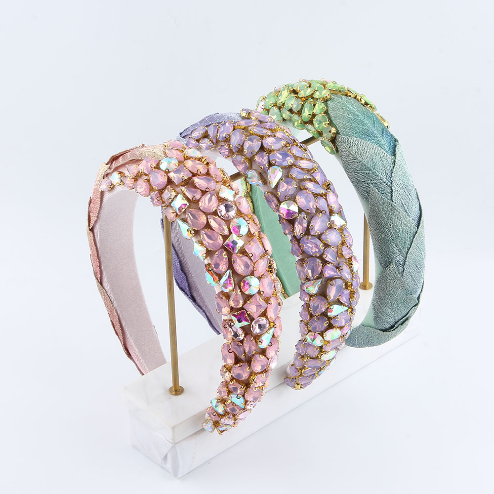 新款欧美韩国水钻宝石发箍海绵宽边手工头箍韩版巴洛克高档发饰女