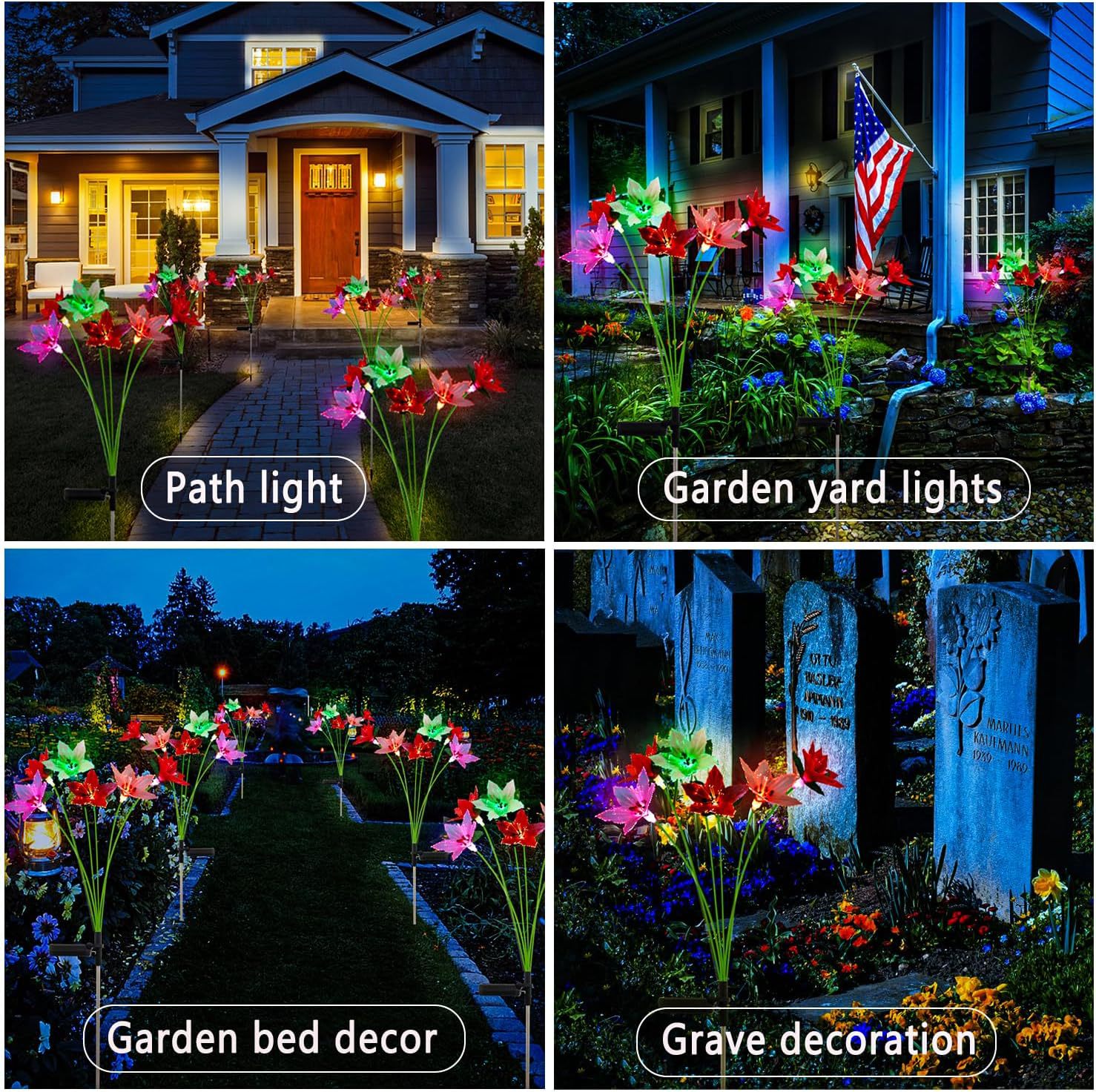 Cross-Border New Solar Fiber Flower Lawn Lamp Outdoor Decorative Lamp Courtyard Landscape Plug-in Lamp