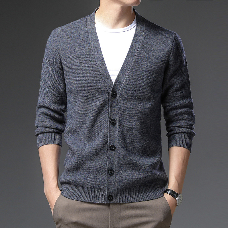 2021秋季男针织衫韩版潮流休闲外穿毛衣男士修身羊毛舒适开衫外套