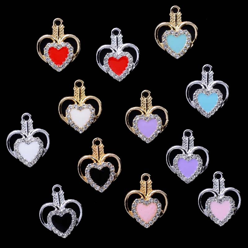 new one arrow heart drop oil love with diamond uv pendant alloy accessory diy necklace handmade material