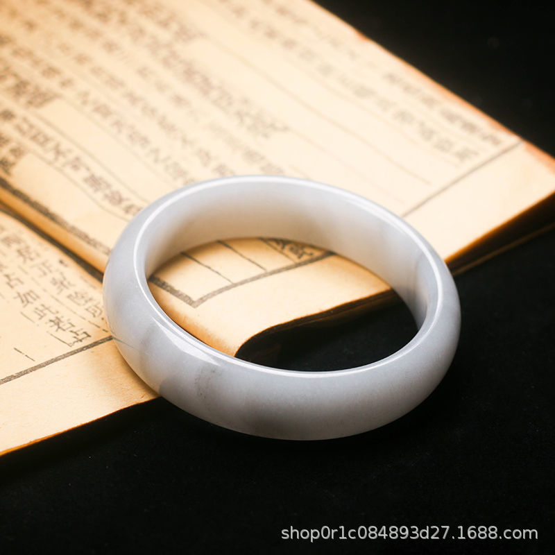 天然新疆戈壁金丝玉青花手镯女士水墨丹青花细中宽古风玉镯手镯子