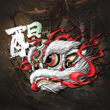 国潮狮子车贴中国风舞狮贴创意个性电动摩托车狮头划痕遮挡汽车贴