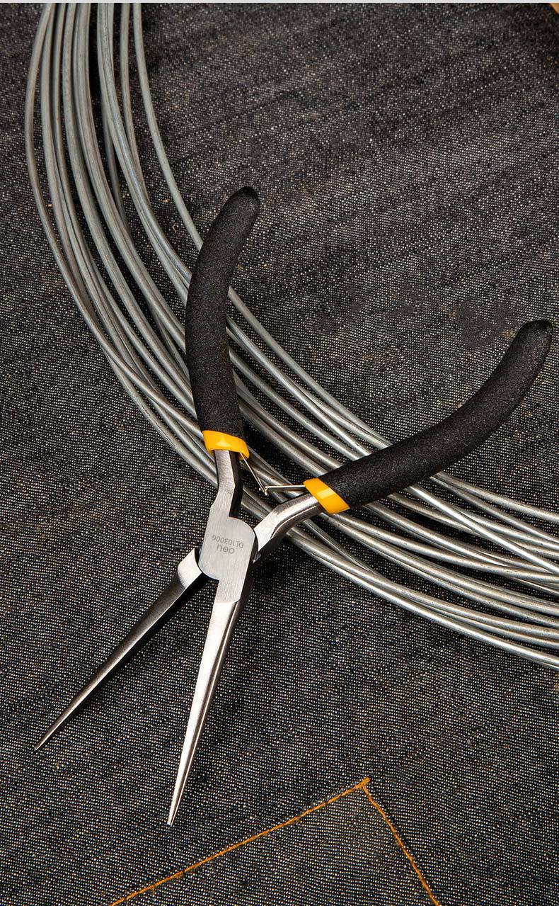 尖嘴钳电工专用钳子手工迷你小钳子工业级加长多功能扁嘴钳弯嘴钳