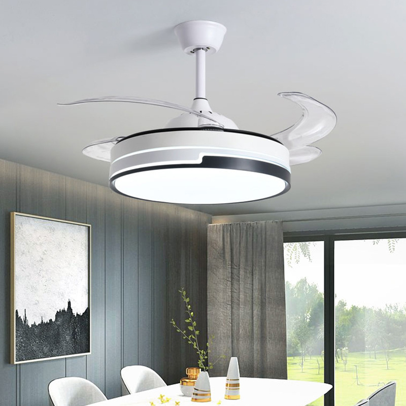 Cross-Border Restaurant Invisible Fan Lamp New Simple Bedroom Integrated Electric Fan Lamp Intelligent Frequency Conversion Living Room Ceiling Fan Lights